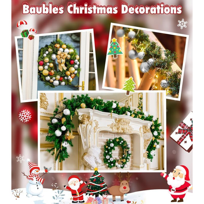 Новорічні кулі BLAZOR, 36 шт, 4 см, пластикові, червоні, золоті, срібні, для прикраси ялинки