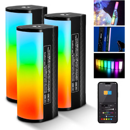 NEEWER LED відеоліхтар з магнітним кріпленням та штативом, RGB, 2500-8500K, 2500mAh, для фото- та відеозйомки, TL96RGB (TL98C (3 шт.))