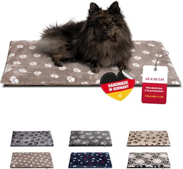 Підстилка для собак XS (45x65 см) – двостороння, м'яка, з наповнювачем 3 см – для дивана, авто, переноски – Tatze Beige, Made in Germany 45 x 65 см Tatze Beige