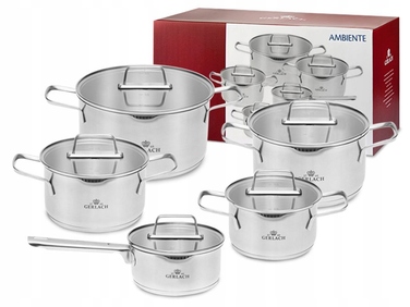 Набір каструль Gerlach Ambiente з нержавіючої сталі, 10 предметів