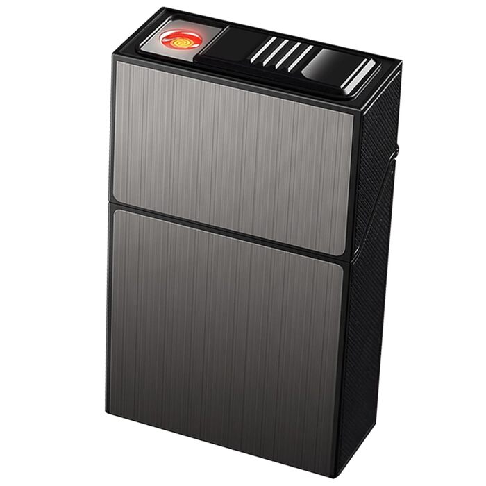 Алюмінієве екіпіровочне кейс для сигарет 2 в 1 з електронним запальничкою (20 шт.), елегантний дизайн