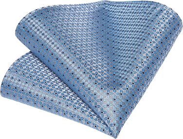 Набір краваток чоловічий DiBanGu з шовковим смугастим та клітинчастим візерунком, з нагрудним хустиною, запонками та краваткозажимом для весілля та офіційних заходів, світло-блакитний