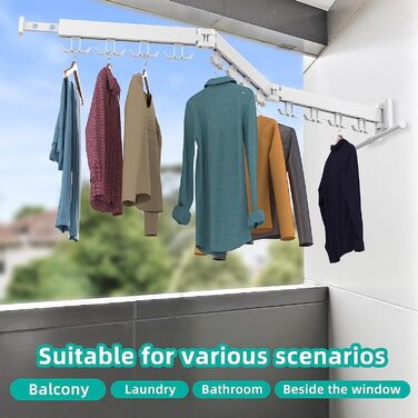 Сушарка для білизни Honeyhouse настінна розкладна, чорна, з кріпленням та тримачами для шкарпеток