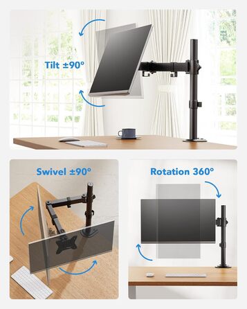 Кріплення для монітора HUANUO, 13-32 дюйми, регулювання висоти, нахил, поворот, VESA 75/100 мм, 2 варіанти монтажу
