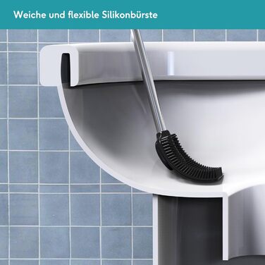 Набір для туалету Weissenstein: щітка з силікону, тримач з нержавіючої сталі, без свердління, чорний