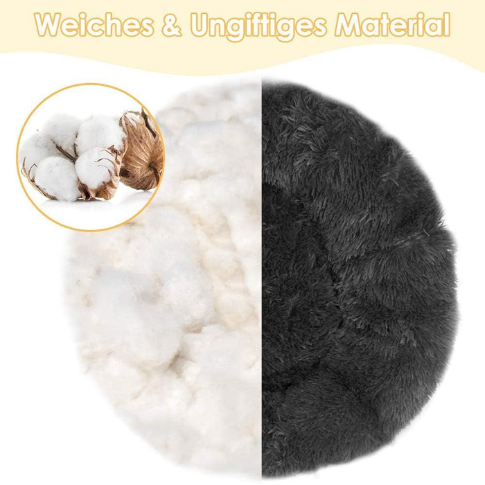 М'яке ліжко для собак Haoye, кругла подушка для домашніх тварин, ліжко для котів та собак Donut, миється, зручне ліжко для котів та собак (діаметр 50-120 см / 7 розмірів), діаметр 60 см (чорний, 80 см)
