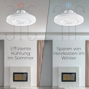 Стельовий вентилятор Noaton Triton 12050B з LED підсвіткою, димування, 3 режими світла, пульт, таймер, 50 см, білий