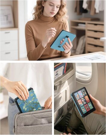 Чохол MoKo для Kindle Paperwhite (12-го покоління, 2024) та Kindle Colorsoft Signature Edition (2024), з петлею для руки, авто-ввімкнення/вимкнення, Agave Grün (aprikose Blume)