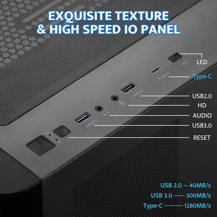 darkFlash ATX корпус для ігрового ПК Mid-Tower, 4 ARGB вентилятори, прозора передня панель, 2 камери, Typ-C, підтримка 2x360 AIO, чорний (DPW90)