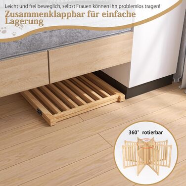 Дверцята для собак з дерева, розкладні, для кухні, коридору, вітальні, сходи, кут, підходять для собак малих та середніх порід, дерев'яного кольору, 2P 58cm, захисний забір для собак