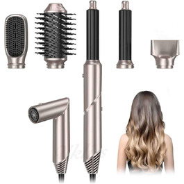 Стайлер для волосся 5 в 1, Набір для укладки волосся, Золотий: Фен, Іонний, Локони, Випрямлення, Об'єм