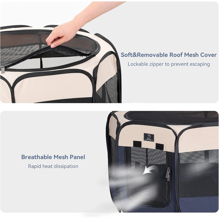 Клітка-вигул для цуценят та котів 4 Pet, складана, для дому та вулиці, з мискою, блакитно-біла