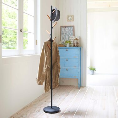 Yamazaki 2814 PLAIN Wardrobe, white, steel/wood, minimalist design, 28 x 28 x 177 cm (Black, Single)