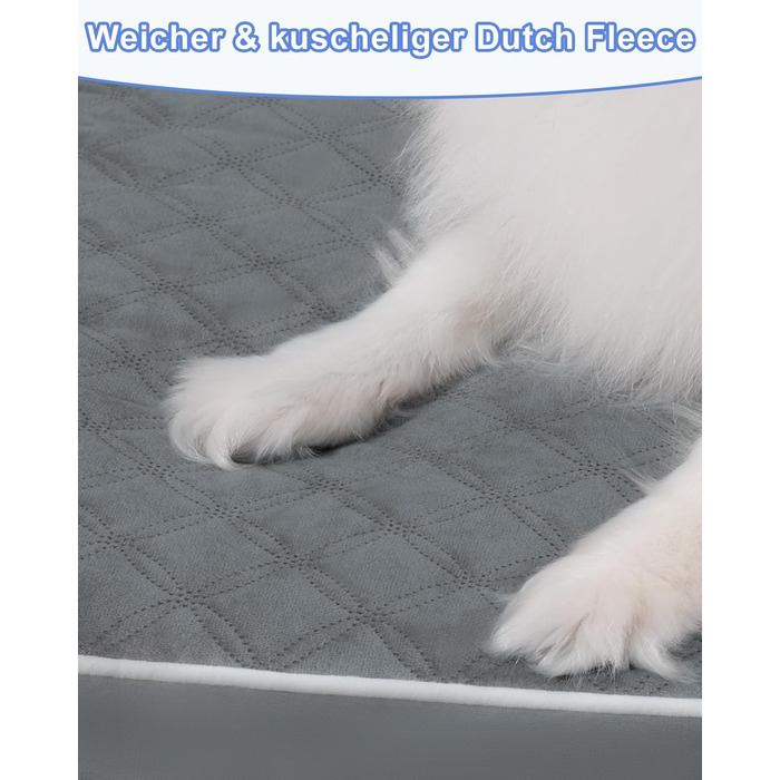 Ортопедичне ліжко для собак KSIIA, великі породи, 104x68x8 см, знімний килимок, миється, сірий колір