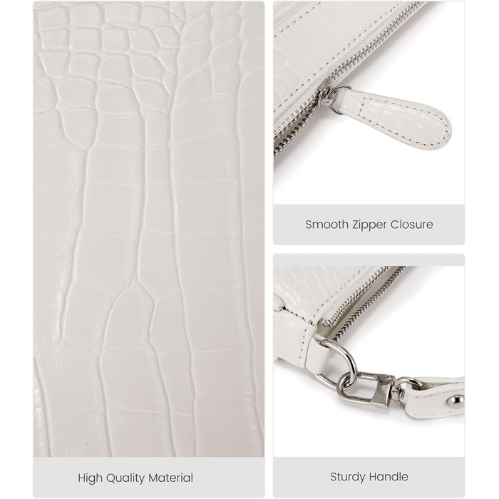 Сумка жіноча LOVEVOOK крокодиловий візерунок біла: сумка-клатч, сумка на плече, міні-сумка месенджер для побачень, вечірок, покупок
