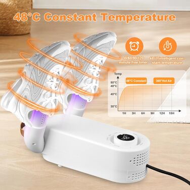 Електричний сушильник для взуття та рукавичок з таймером, 4 тримачі, складаний дизайн