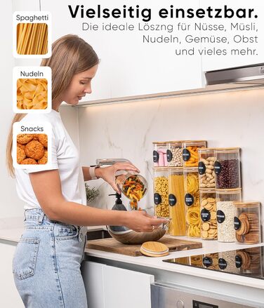 Набір контейнерів для зберігання Deco haus® 2 шт. 1.3л (з етикетками) - для кави, цукру, борошна, мюслі