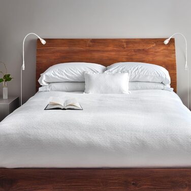 Світлодіодна настільна лампа Acegoo для читання з гнучким регульованим кронштейном (білий). Лампа для ліжка, настінна, диммована, 3000K, поворотна головка для спальні та книг.