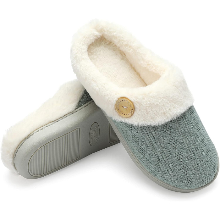 Чантом'ю жіночі домашні тапочки з меморі-піною, теплі, з штучним хутром, для дому, антиковзаюча підошва, 40/41 EU, зелені