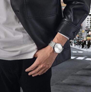 Годинник чоловічий BUREI Minimalist Quartz 44mm з нержавіючої сталі (срібний)