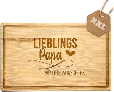 PR Print Royal Large Wooden Board with Engraving - Ash Wood, 40 x 25 x 2 cm - Favorite Dad - Personalized Cutting Board, Gifts for Dad for Birthday | Personalized Gift