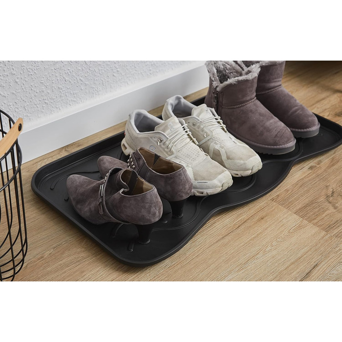Carpido Shoe Drip Tray 3-Piece Set Shoe Rack Tray - Food Bowl Mat Bowl Mat Shoe Board Shoe Tray – Shoe Tray Drip Tray Black 38x75 cm