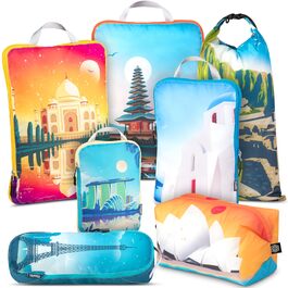 Набір туристичних органайзерів для одягу Tripped (7 шт.) - великі, компресійні, ультралегкі