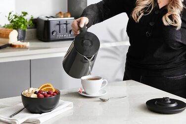 Чайник електричний Swan Alexa WIFI, 1.5л, з регулюванням температури, чорний, бездротовий, LED-сенсорний екран, функція підтримання тепла, Cool Touch, ізольована сталева стінка, 1800W, SK14650BLKNEU