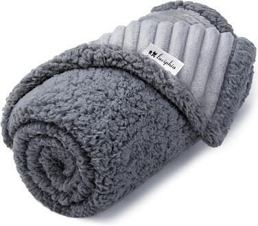 Водонепроникний плед для собак Luciphia, миючий, для собак, котів, цуценят, теплий, м'який флісовий плед Sherpa, для ліжка, дивану, канапи, сірий (102 * 145 см), розмір M (102 * 145 см)