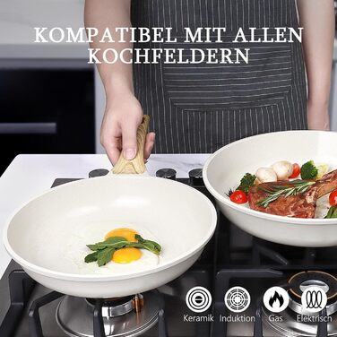 Гіпп Сковорода керамічна 24 см з антипригарним покриттям, для всіх типів плит, без PFOA/PFOS, біла