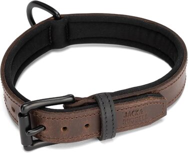 Нашийник для собак Джек Рассел з натуральної шкіри та неопрену – м'який та міцний нашийник для маленьких та великих собак – преміум нашийник Craig (L) L (42.0-51.0 см)