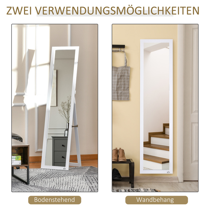 HOMCOM Full-Length Mirror, 154 x 37 cm Wall Mirror with Stand, Standing Mirror for Living Room, Bedroom, White | Aosom