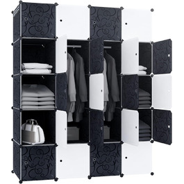 XMTECH DIY Closet System Wardrobe with Door, Shelf Closet, Coat Rack, Shoe Rack made of Plastic (10 Box Closet) (20 Hook Closet)
