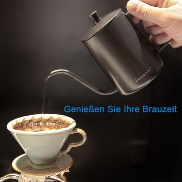 Easyworkz Gooseneck Pour Over Coffee Kettle 600ml, Stainless Steel, Swan Neck, Long Spout, Hand Drip Kettle