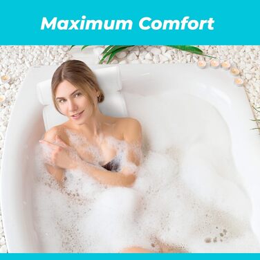 Bathtub Pillow (Premium Quality), Luxury Bathtub Pillow (Powerful Suction Cups), for Neck and Back Support, Spa Pillow Bathtub (Breathable 3D Mesh), Whirlpool Pillow (Head
