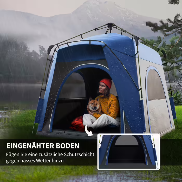 Outsunny Dome Tent for 4 People - Lightweight, Stable, Waterproof, UV 50+ Pop-Up Camping Tent with Hooked Door, Window, and Groundsheet. Family Tent with 1000mm Water Column. Tent for Camping, Travel, Trekking, Garden | Aosom
