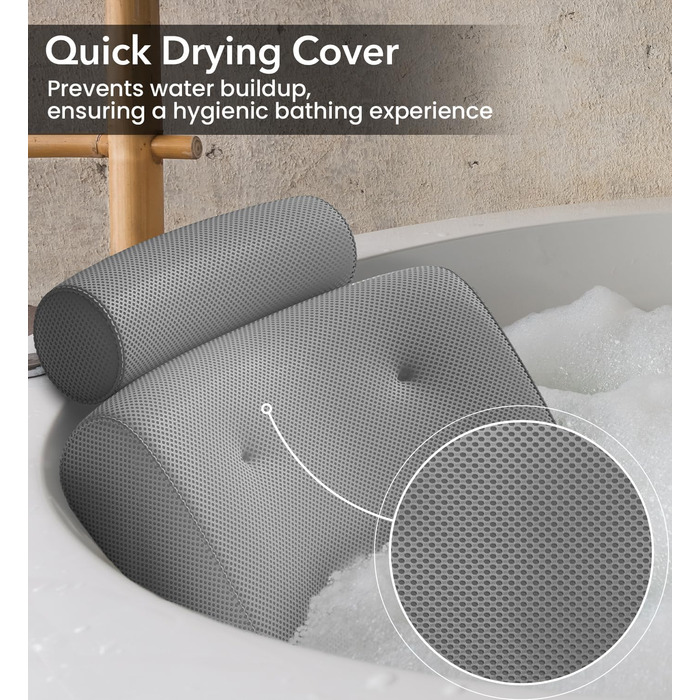 Everlasting Comfort Luxury Bath Pillow - Head, Neck, and Back Support Cushion for Bathtub, Spa, and Soaking