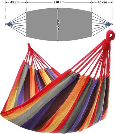 Гамак SONGMICS для двох осіб 210x150 см, до 300 кг, червоно-жовтий (GDC15C) - для тераси, балкону, відпочинку на природі