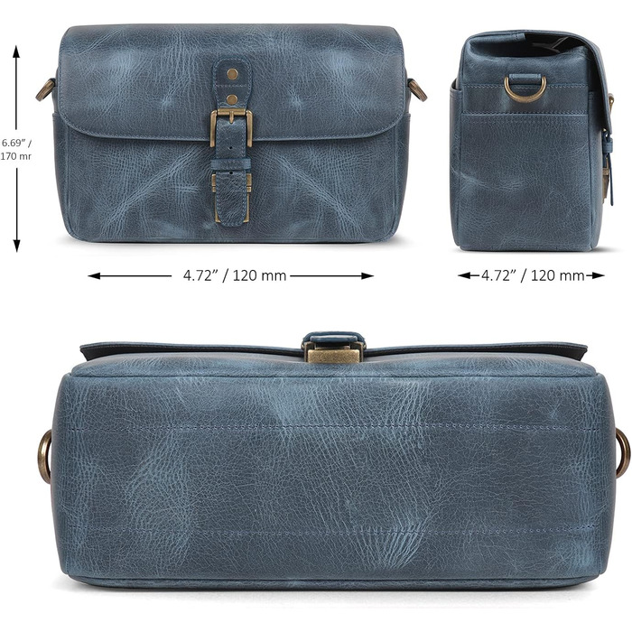 Чохол для камери MegaGear Torres з натуральної шкіри, оливковий (синій)