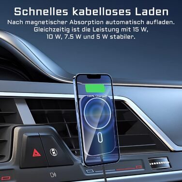 Автомобільний зарядний пристрій MagSafe 15W: бездротова підставка-тримач для iPhone 16/15/14/13/12 Pro Max
