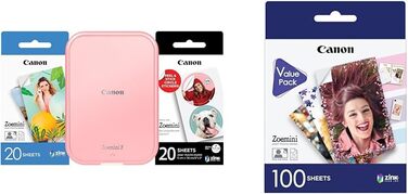 Canon Zoemini 2: Портативний фотодрук Bluetooth 5.0 (Рожеве золото) + Папір для друку