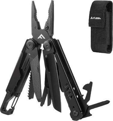 Мультитул FLISSA 15-в-1: ніж, пилка, ножиці, мультиінструмент для туризму, риболовлі та ремонту, з карабіном та чохлом, нержавіюча сталь