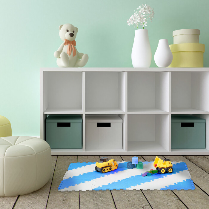 Relaxdays Puzzle Mat Blue and White