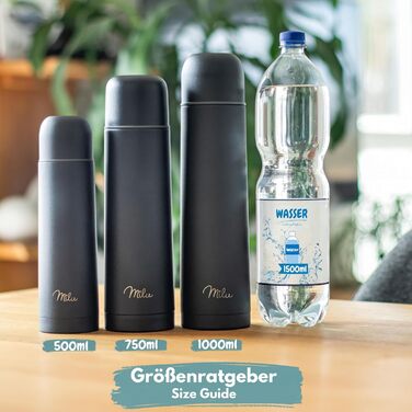 Термос Milu: ізольована фляга з нержавіючої сталі, 100% без витоку, подвійна ізоляція (оливковий, 1000 мл)