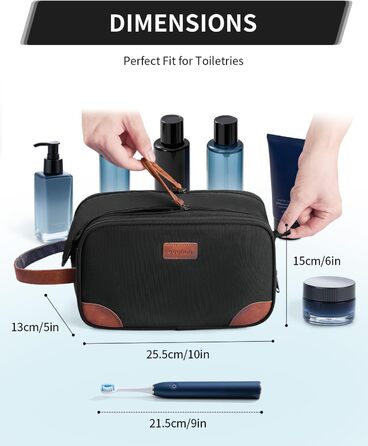 Чоловіча дорожня косметичка ECOHUB, водонепроникна, з відділенням для мокрого одягу, з ремінцями, з перероблених матеріалів, з подвійною блискавкою (Синьо-зелений, Чорний)