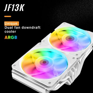 Охолоджувач CPU TZMRIT KF200 з 2 тепловими трубками, RGB LED, чорний, 9см, 2200RPM, для LGA115X/1200/17XX/1366, FM1/FM2/AM2/AM3/AM4/AM5
