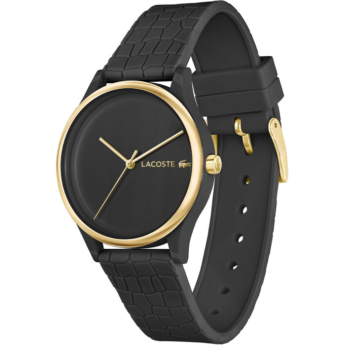 Годинник Lacoste Crocodelle Quartz для жінок з силіконовим ремінцем (чорний)