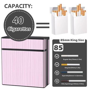 Металеве тютюнотримач на 40 сигарет, великий, з магнітною кришкою, рожеве золото, для чоловіків та жінок