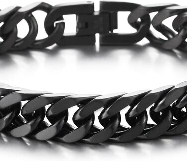 Чоловічий браслет-панцер з нержавіючої сталі COOLSTEELANDBEYOND, сатиновий, чорний колір
