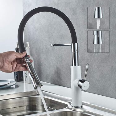 Кухонний змішувач Ibergrif з душем, чорний, з гнучким виливом